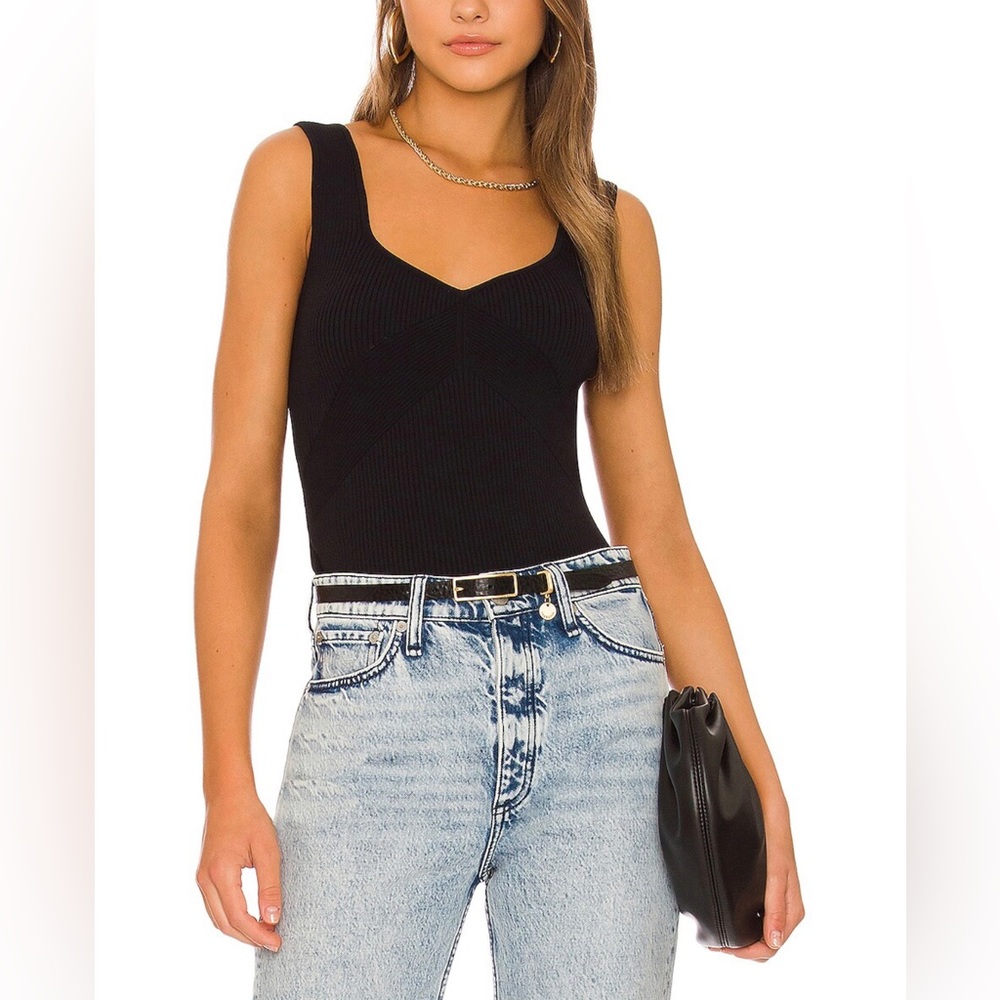 RAG & BONE Asher Ribbed Tank Top in Black